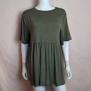 Boohoo Green Frill Hem Smock Top